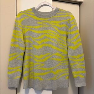 Daily Ritual Gray Crewneck Sweater with Neon Yellow Accent